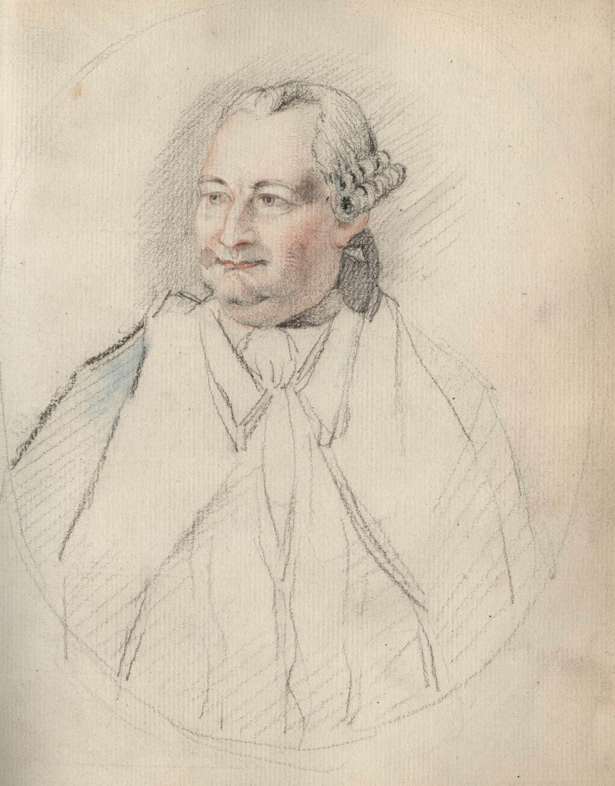 Unknown artist, Leaf from a sketchbook with a half-length portrait of a man