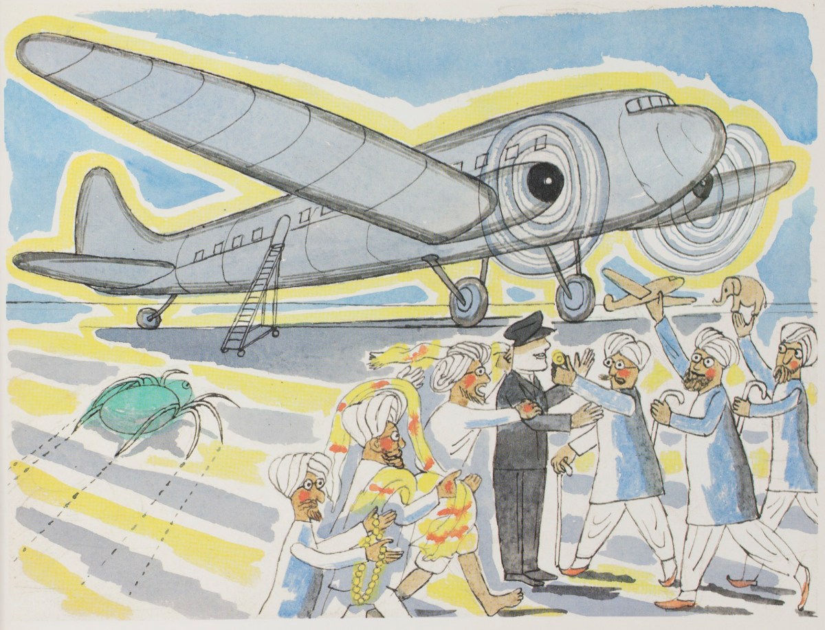 Edward Bawden RA, The Welsh Polypod climbing on board an aeroplane