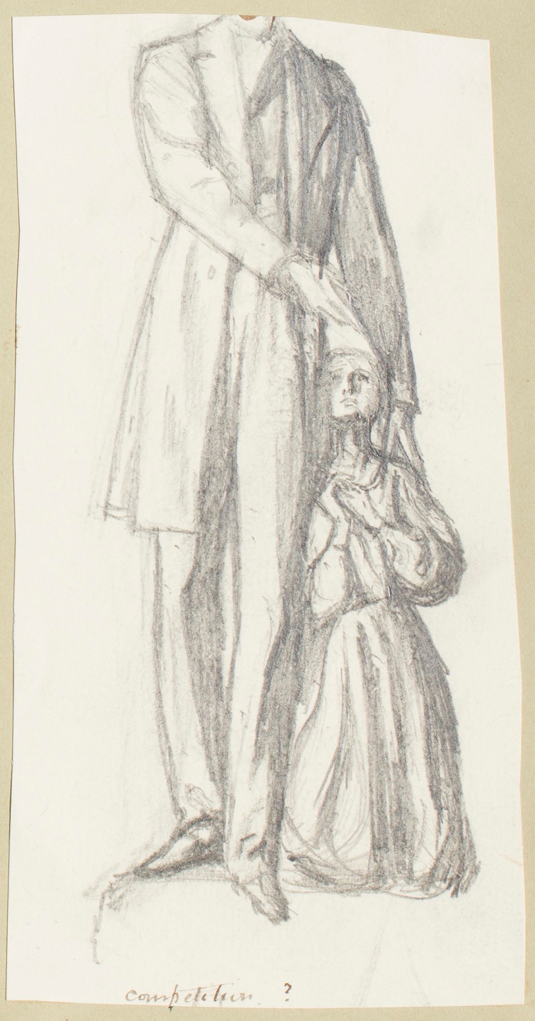 Henry Hugh Armstead RA, Fragment of a drawing of a standing man with a child