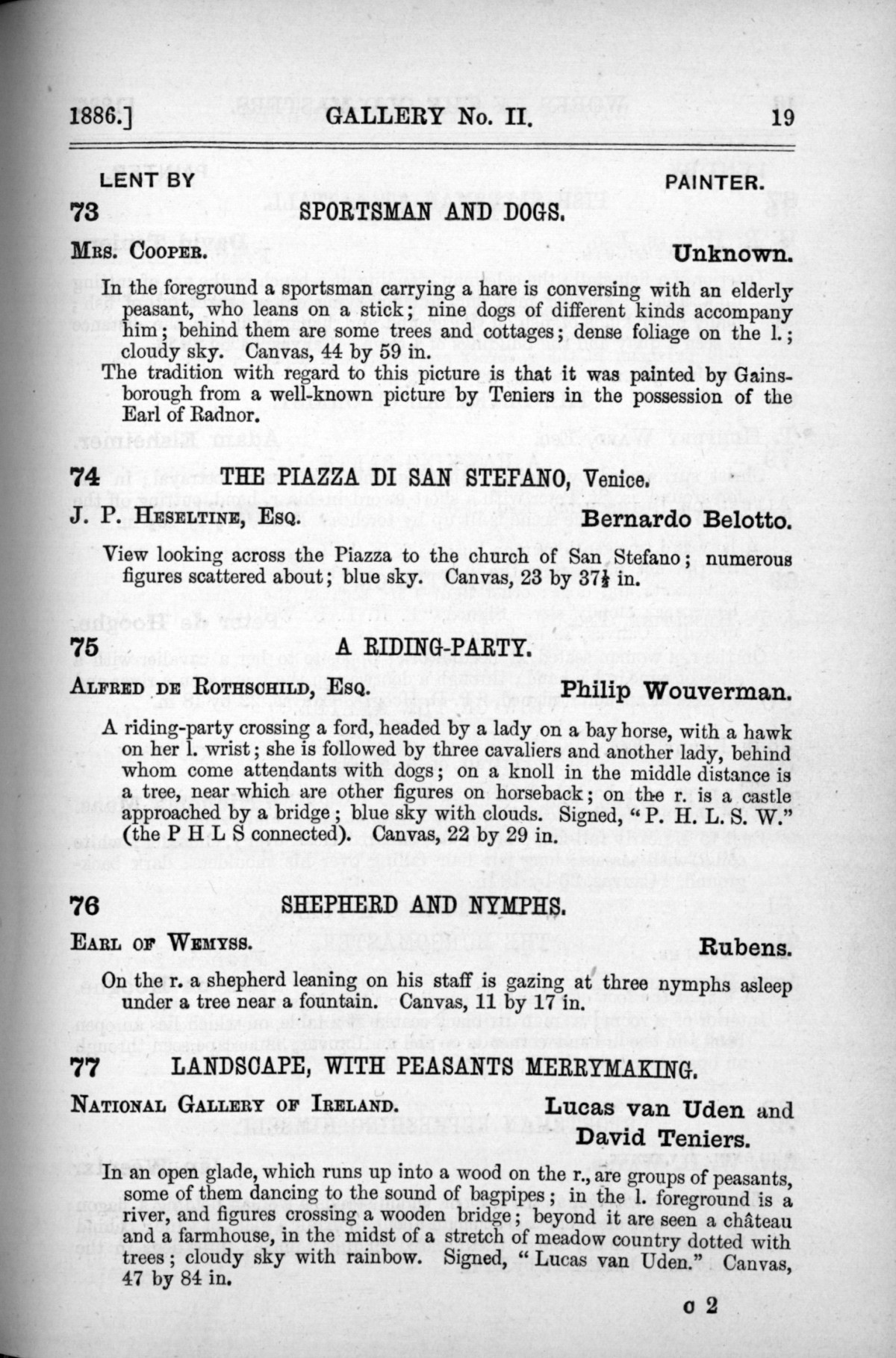 Page 19 of 1886 - Old Masters, deceased masters of the British School, Joseph Wright of Derby ARA and J.M.W. Turner RA