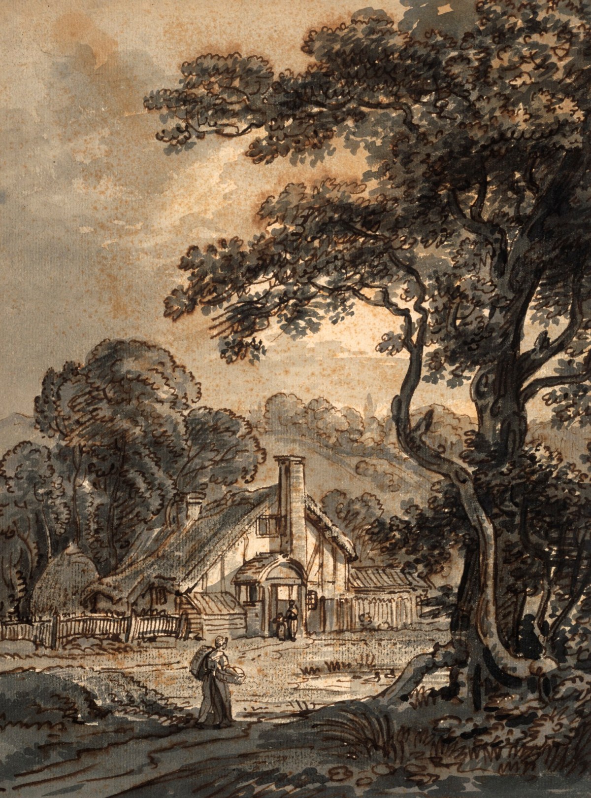 Paul Sandby RA, A cottage in a wooded landscape