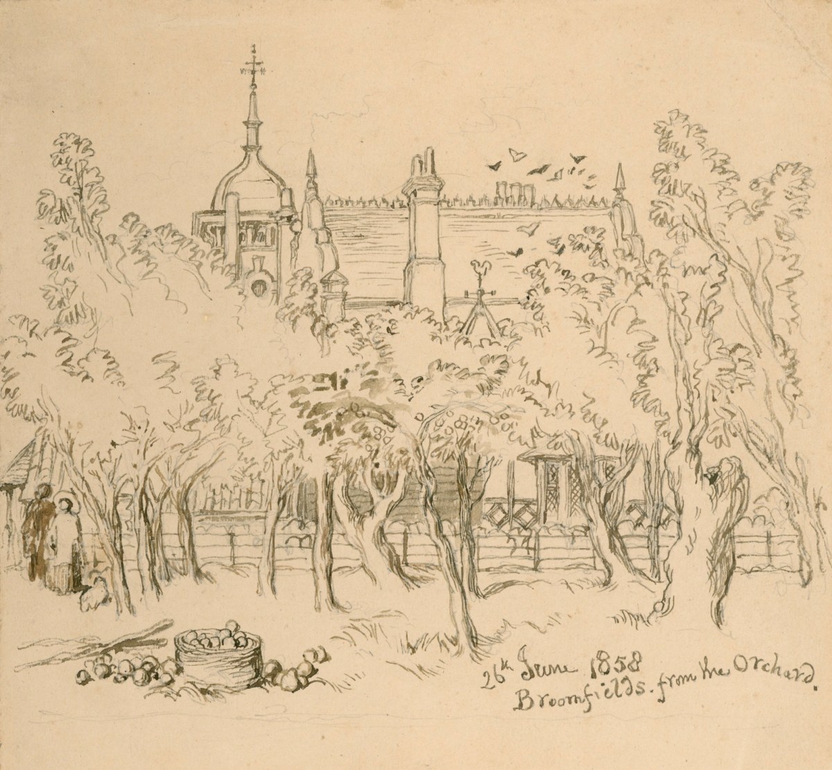 Sir John Gilbert RA, Broomfields from the Orchard