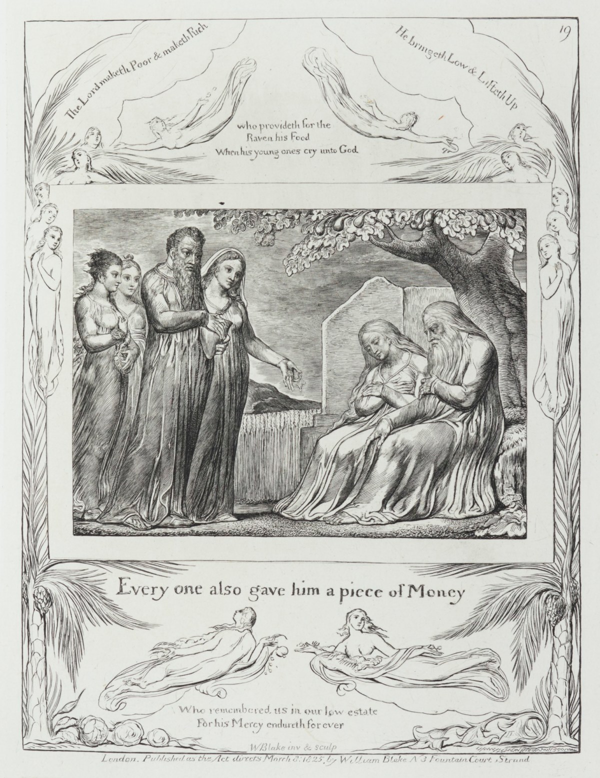 William Blake, 'Every one also gave him a piece of Money'
