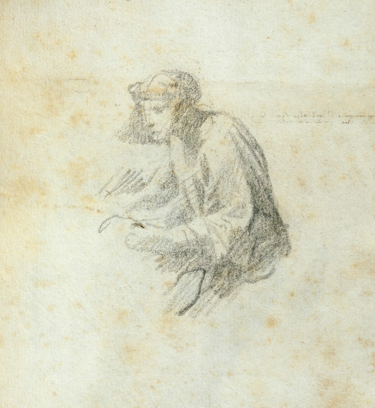 Benjamin West PRA, Leaf from a sketchbook with a drawing of a figure