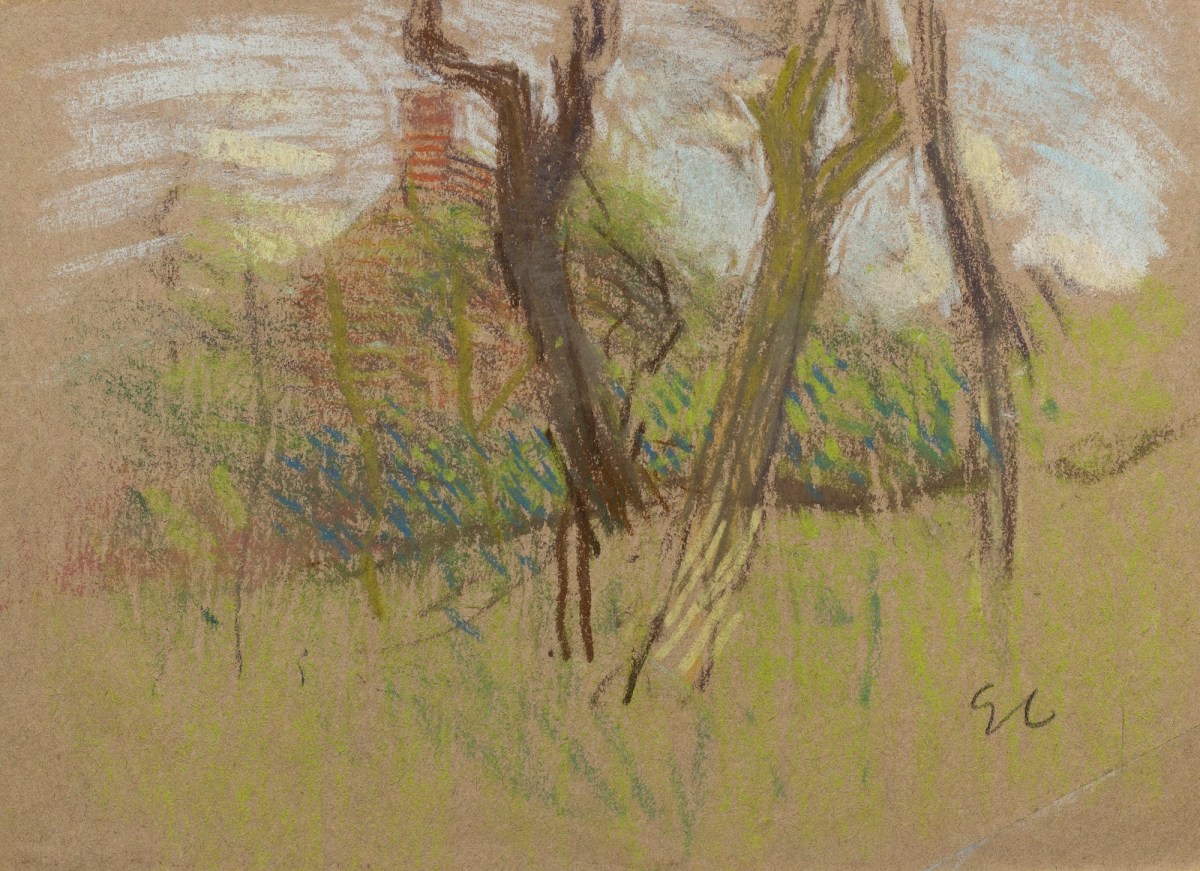 Sir George Clausen RA, Study of trees with a house beyond