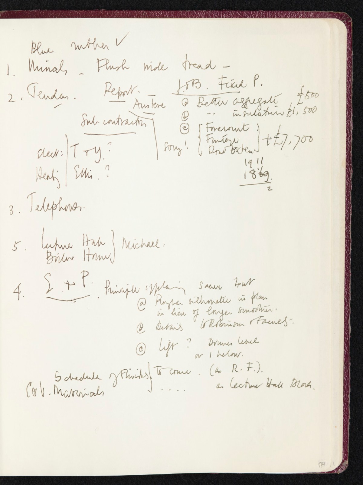 Sir Hugh Casson PRA, Sketchbook with designs and notes