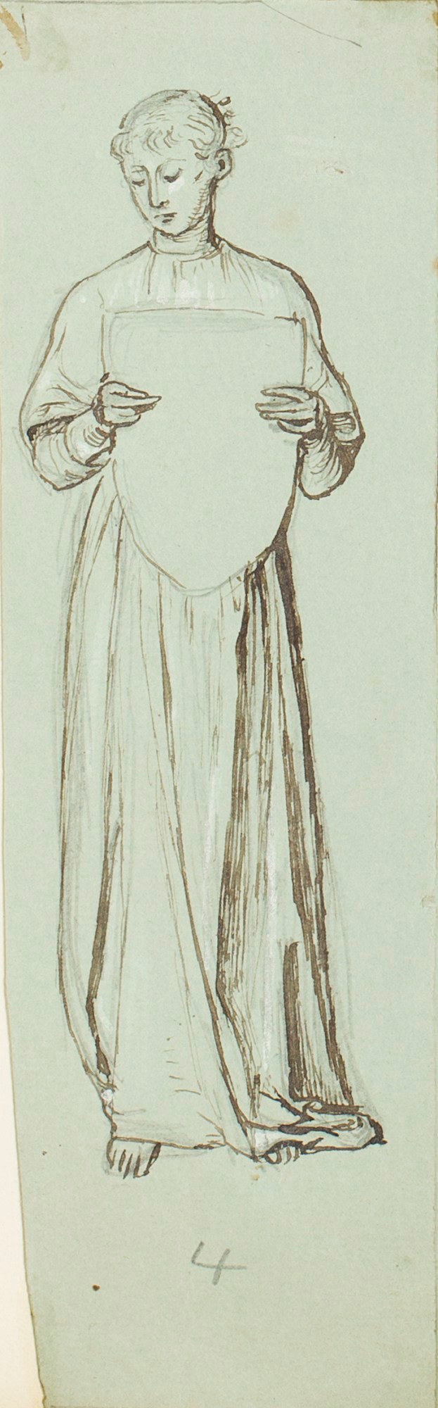 Henry Hugh Armstead RA, A standing girl holding a shield