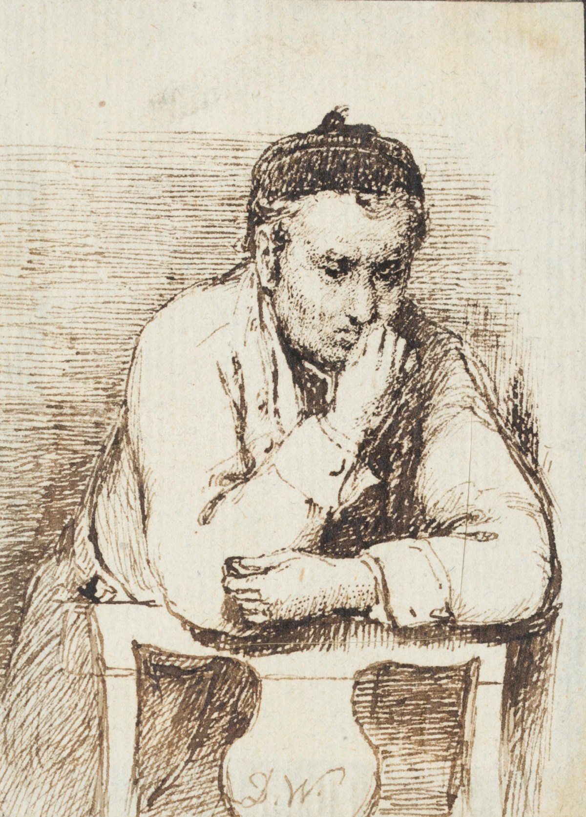 Sir David Wilkie RA, A man leaning on the back of a chair