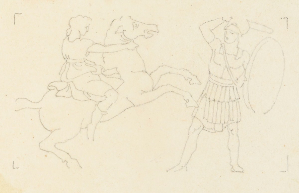Richard Westmacott the Younger RA, Tracing after drawings based on the frieze at the Temple of Artemis Leucophryne (or Leucophrys), Magnesia