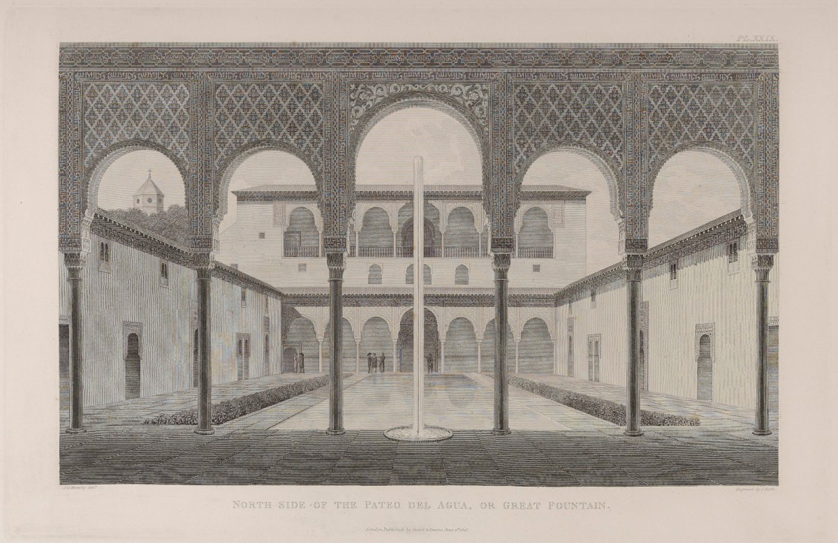 James Cavanah Murphy, Plate 29: North Side of the Pateo del Agua, or Great Fountain, Alhambra palace, Granada / James Cavanah Murphy's The Arabian Antiquities of Spain, published by Cadell & Davies (London: June 1st 1815)