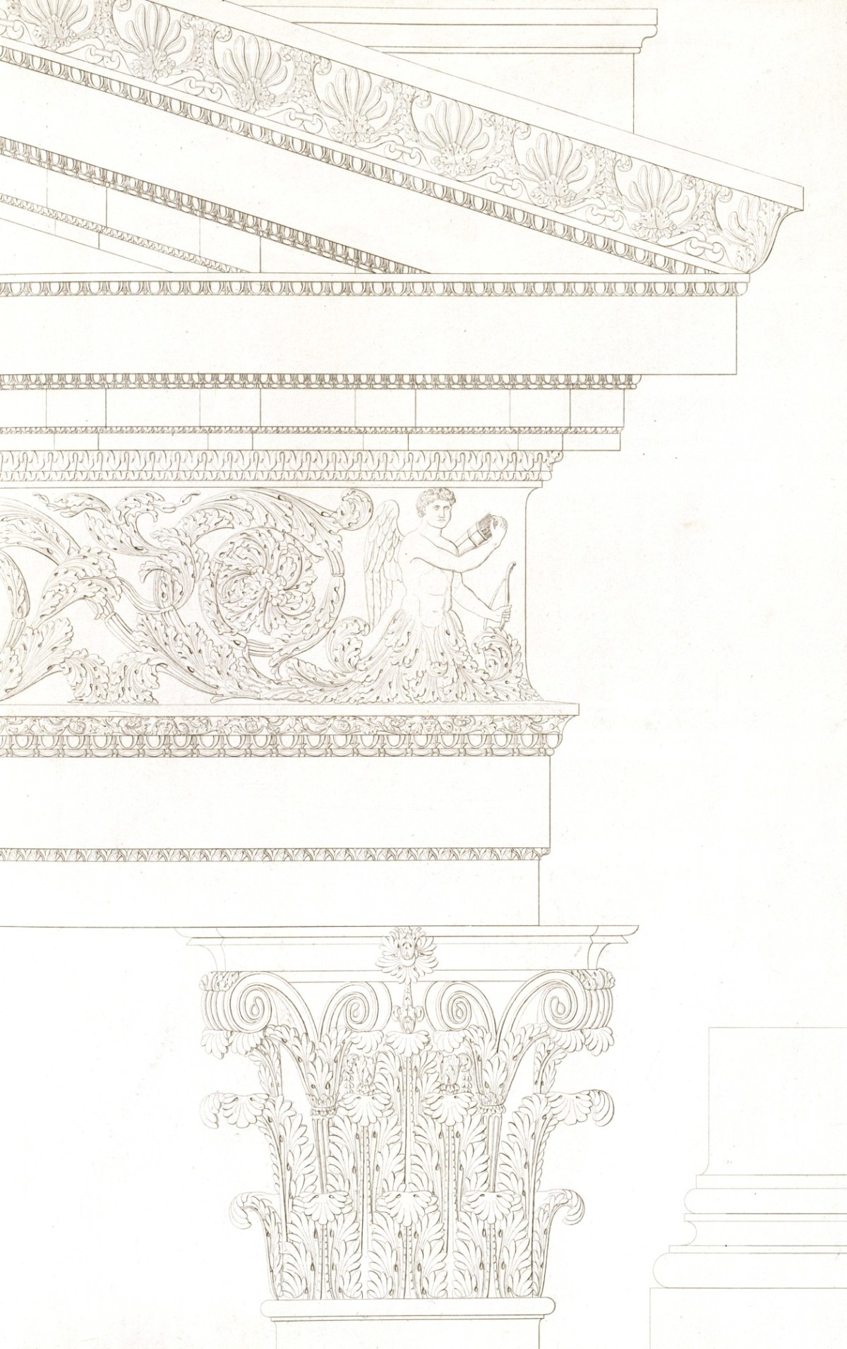 Luigi Canina, Tempio del Sole sul Quirinale: capital and entablature