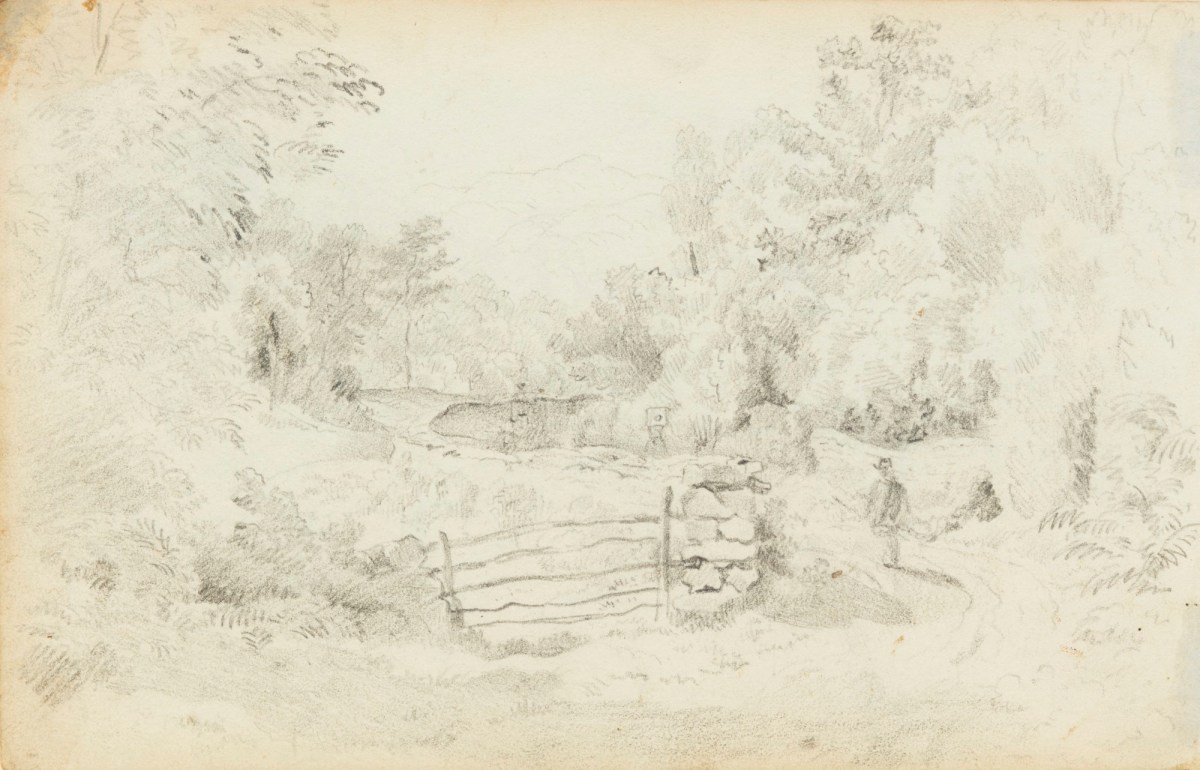 Philip Reinagle RA, Study of a landscape with a path in Clappersgate