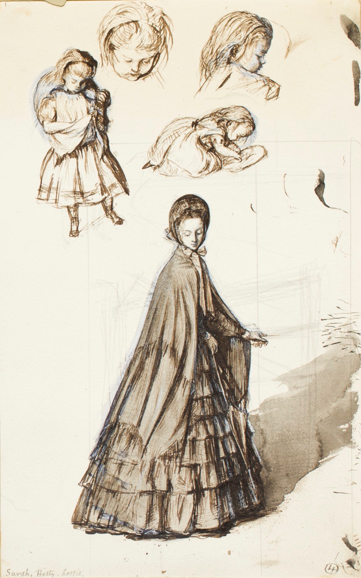 Studies of children and a standing woman, for an illustration | Works ...