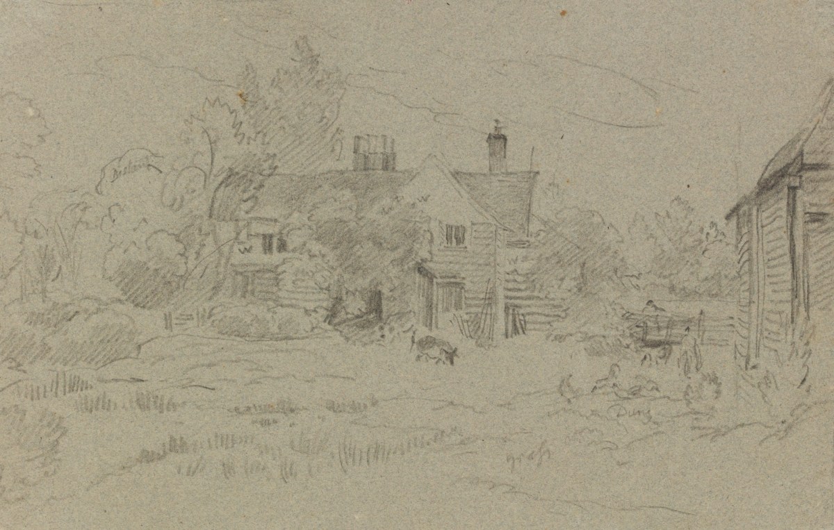 Philip Reinagle RA, Sketch of a house in a wooded landscape