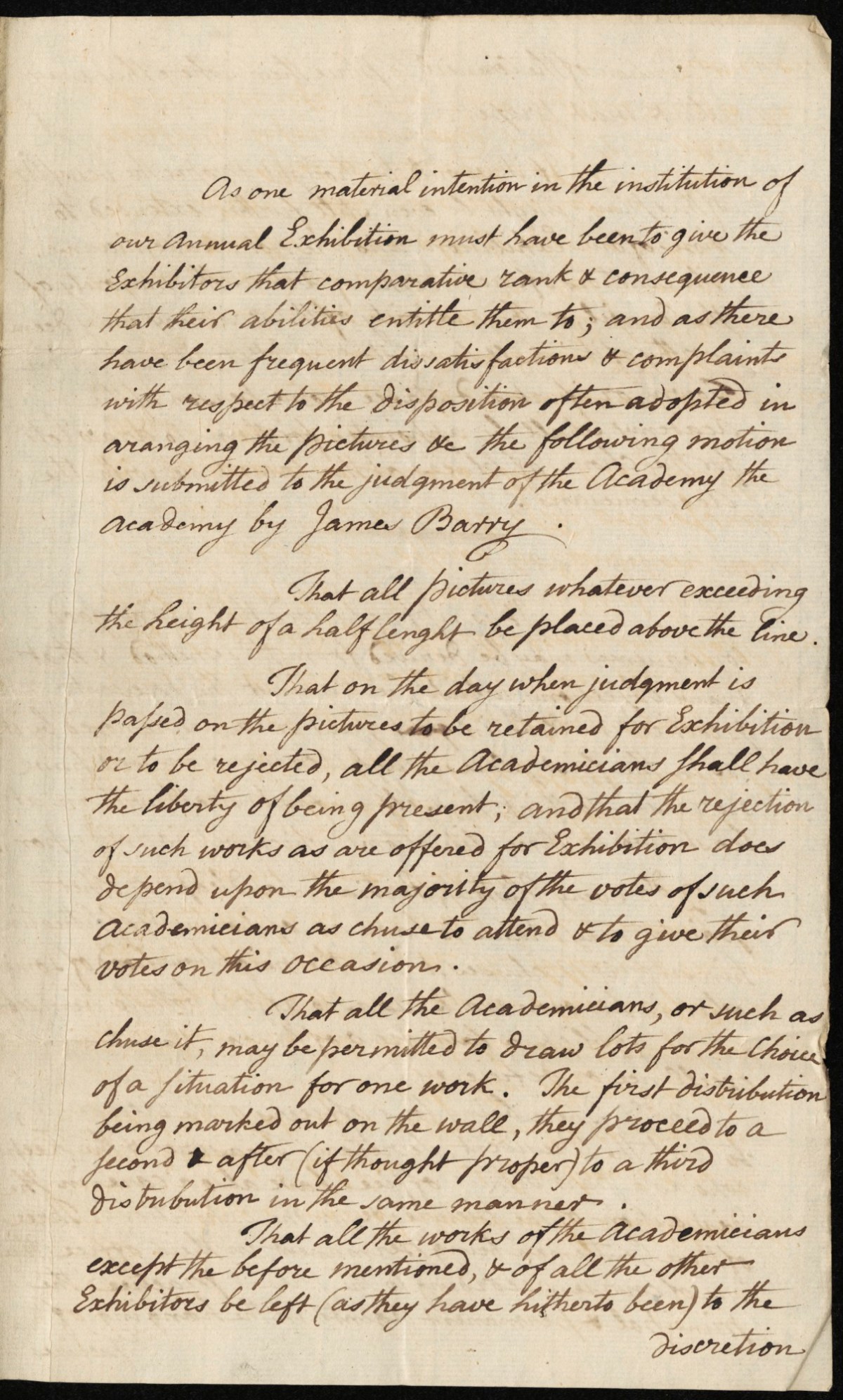 , Memorandum from James Barry to the Council