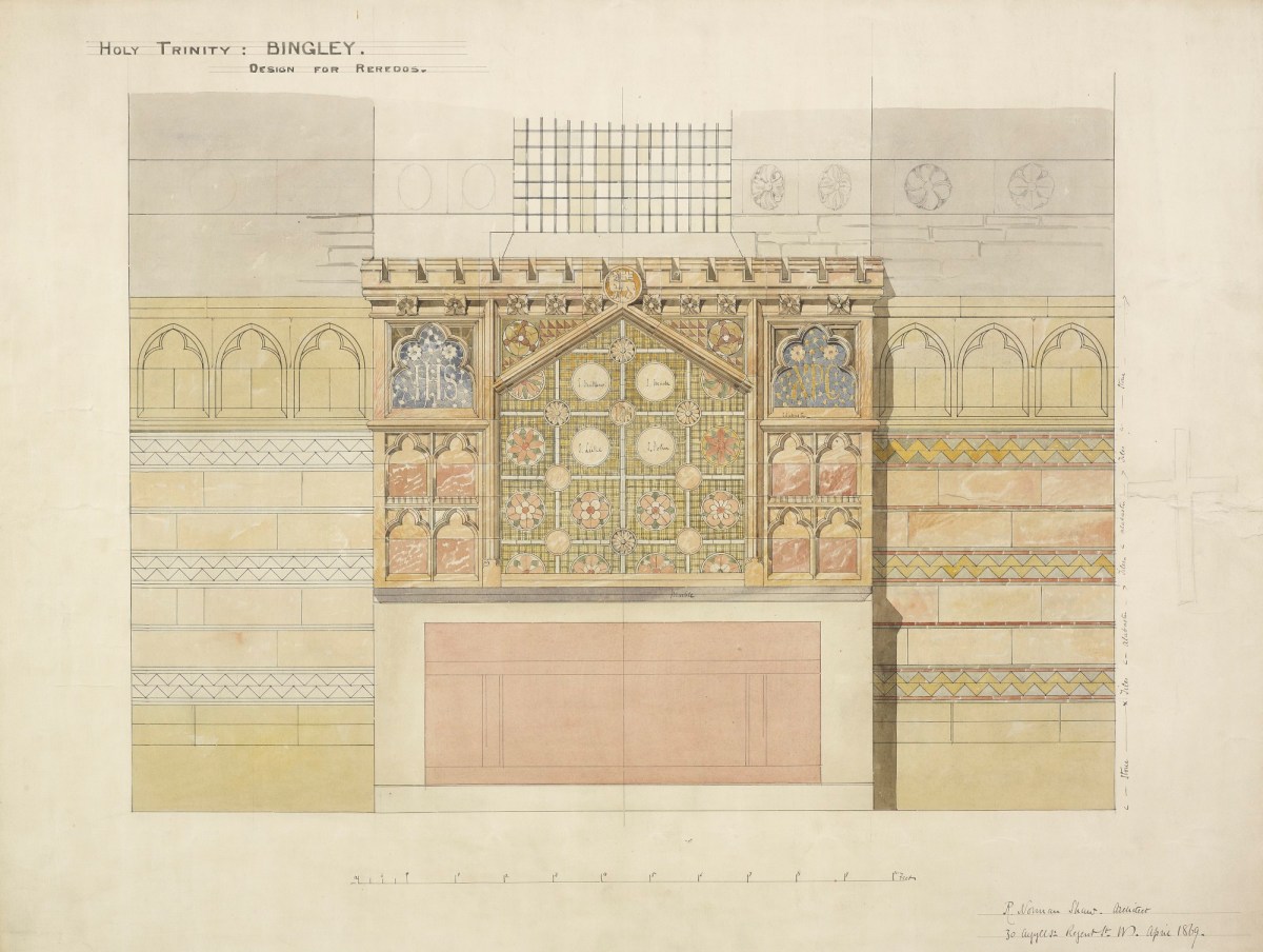 Richard Norman Shaw RA, Design for Holy Trinity Church, Bingley, Yorkshire: design for a reredos