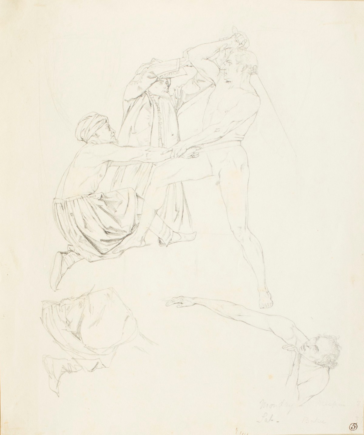 Henry Hugh Armstead RA, Studies of men fighting for the 'History of the Shirleys' reliefs