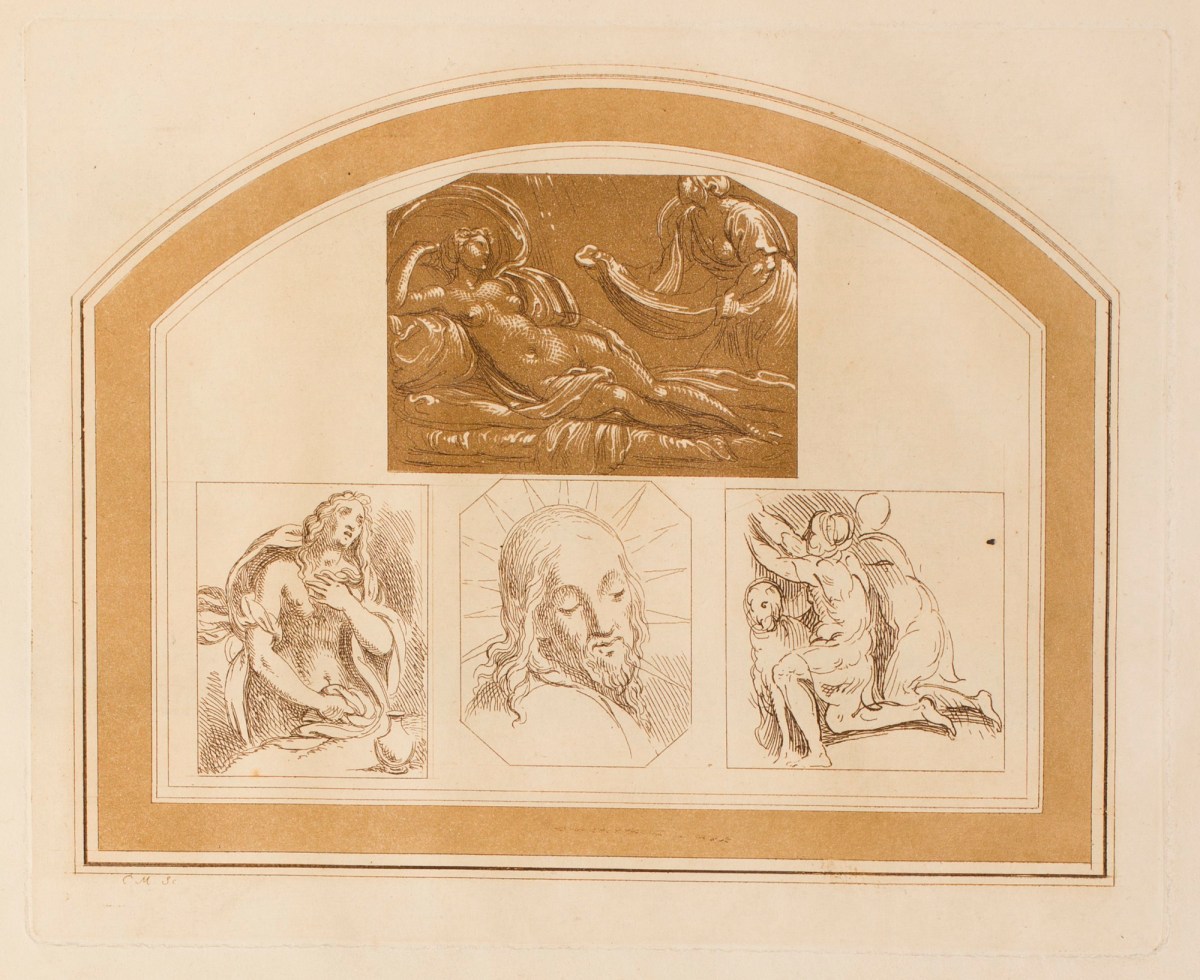 Conrad Martin Metz, Jupiter and Antiope(?); Penitent Magdalene; 'Head of Christ; Two Shepherds Kneeling