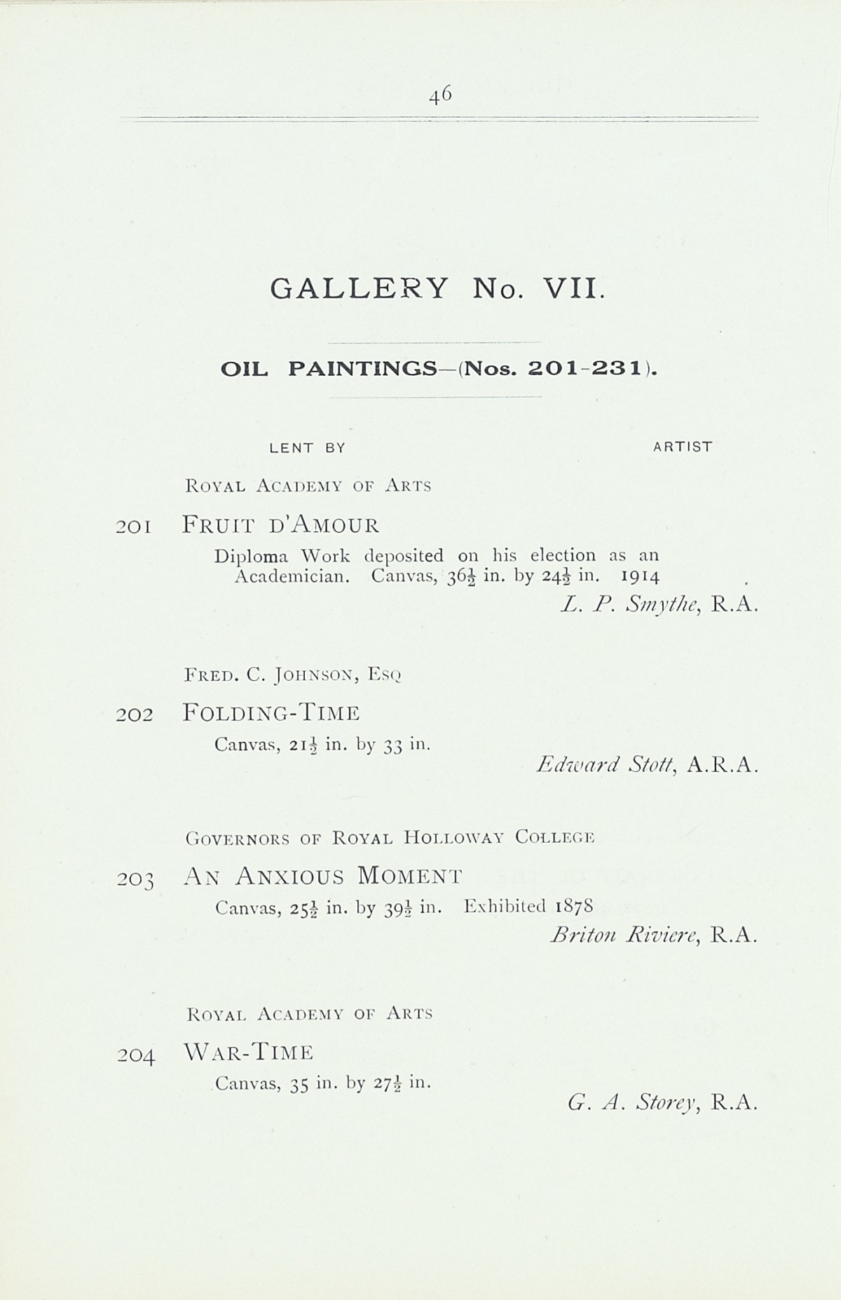 Page 48 of 1922 - Exhibition of Works by recently deceased Members of the Royal Academy