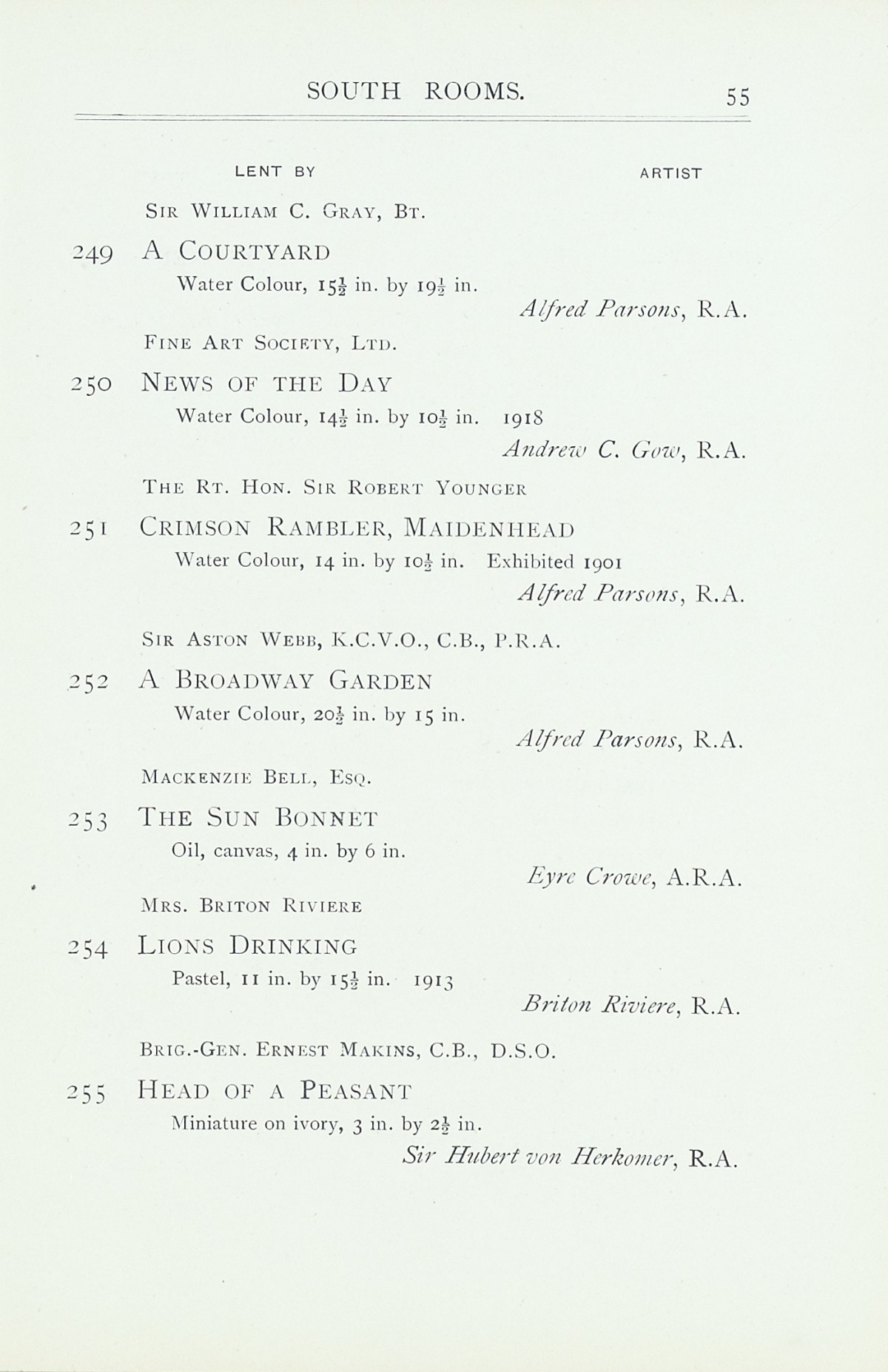Page 57 of 1922 - Exhibition of Works by recently deceased Members of the Royal Academy