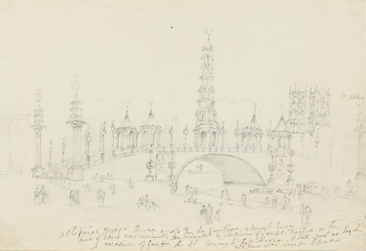 Oriana Georgiana Reinagle, Sketch of the Chinese Bridge and Pagoda in St. James's Park