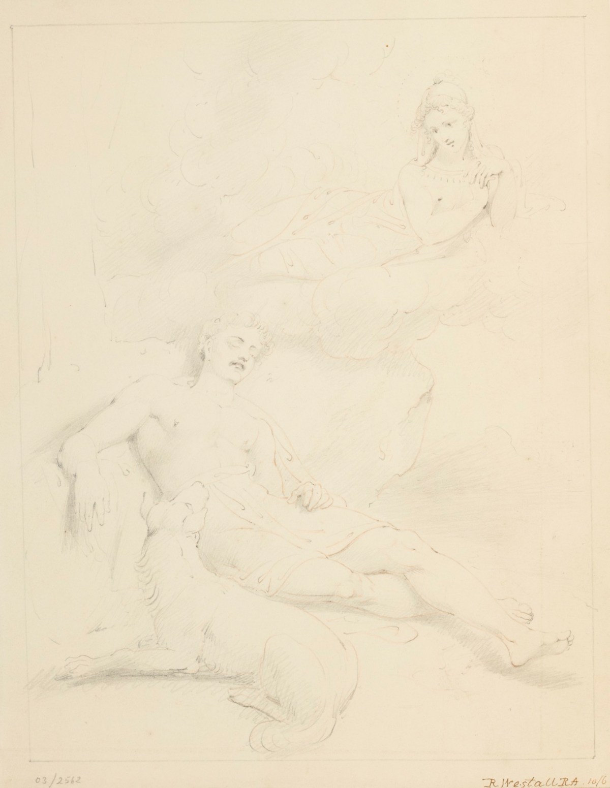 Richard Westall RA, Two reclining figures, possibly Diana and Endymion