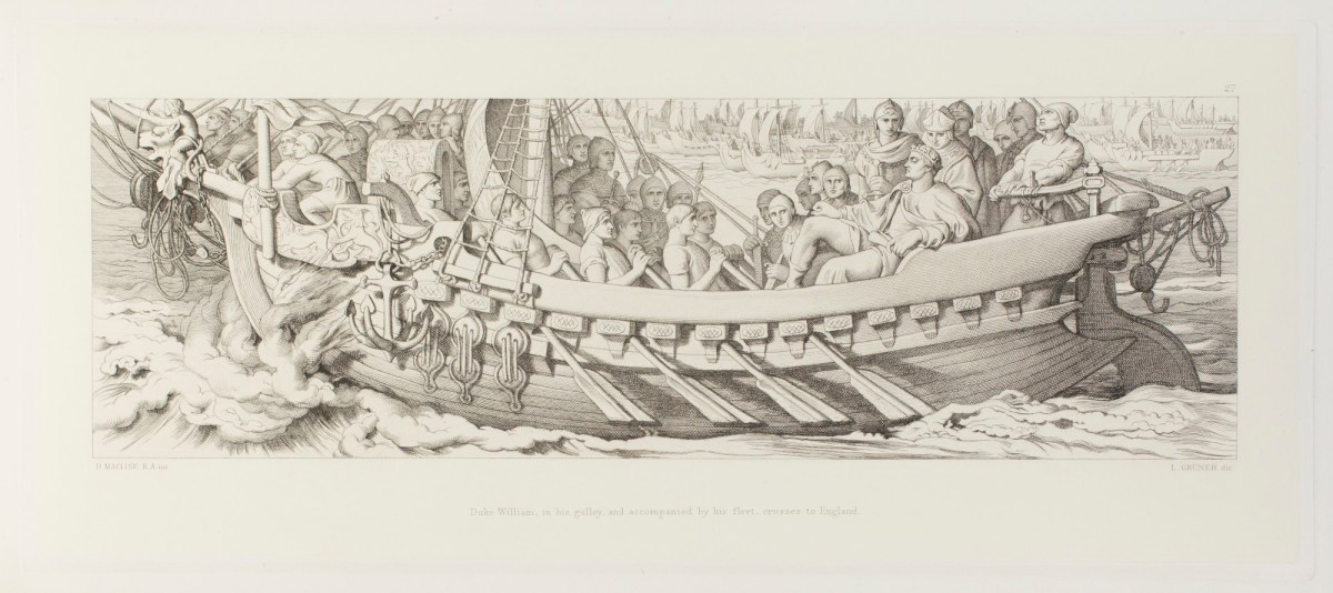 Daniel Maclise RA, Duke William, in his galley, and accompanied by his fleet, crosses to England
