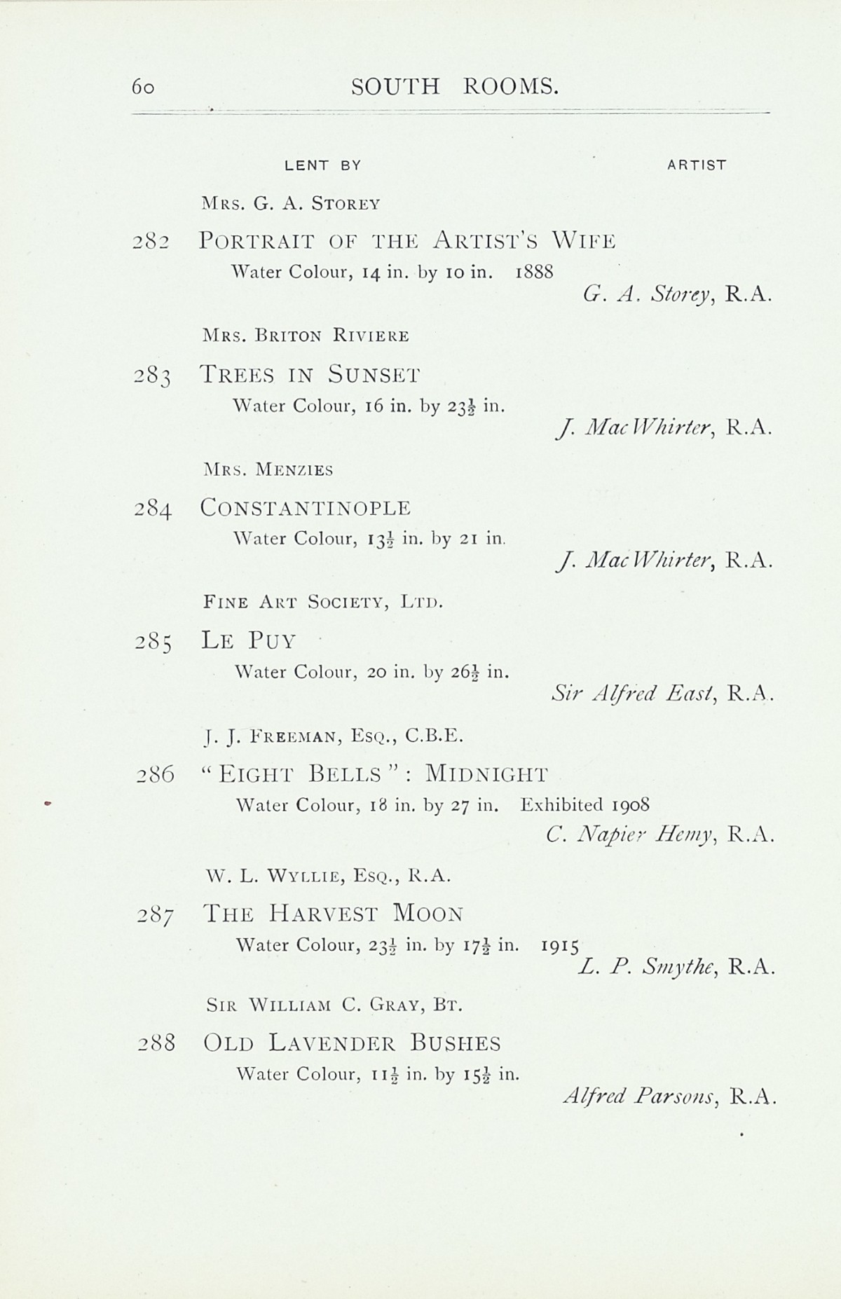 Page 62 of 1922 - Exhibition of Works by recently deceased Members of the Royal Academy