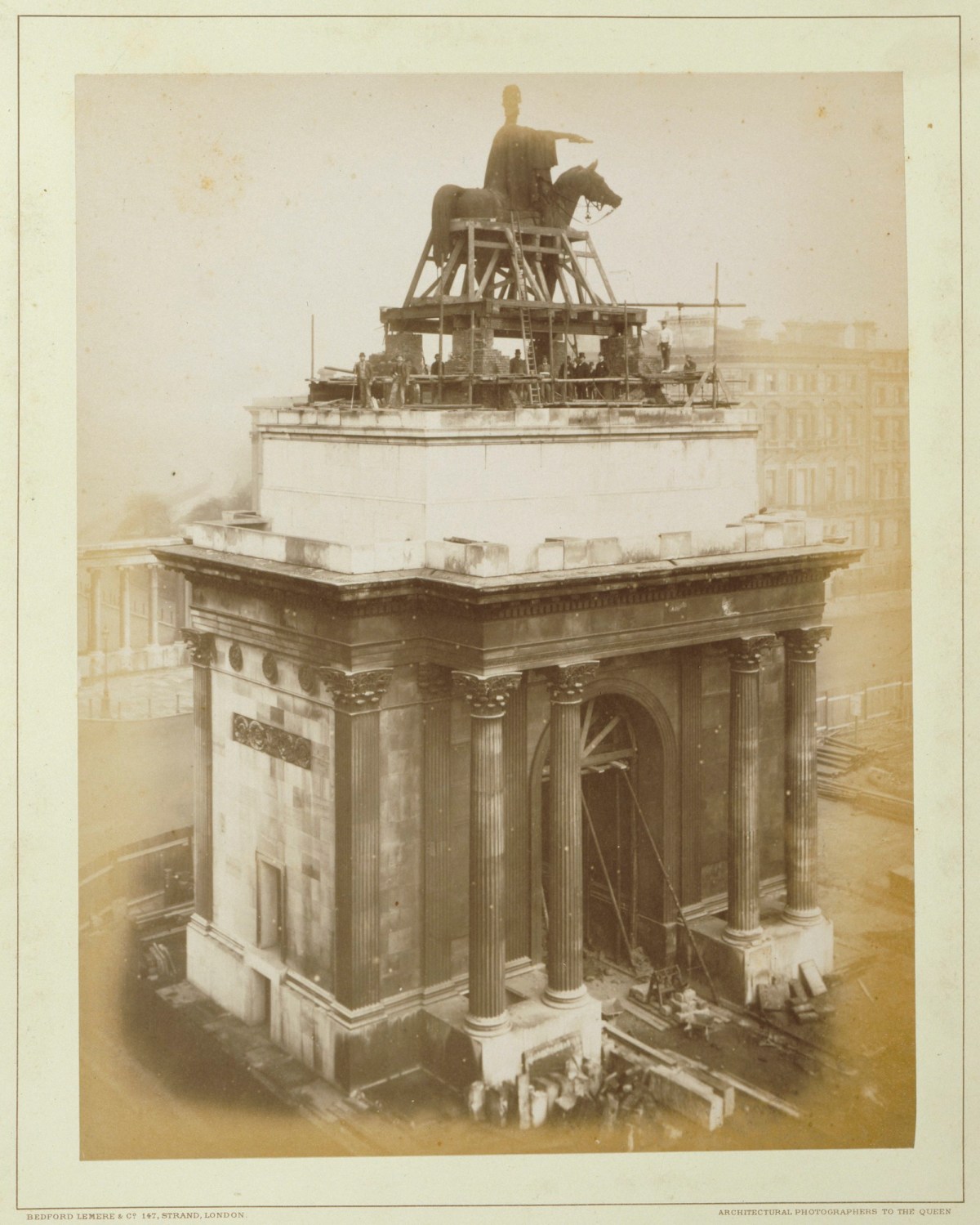 Bedford Lemere & Co., Photograph of the Wellington Arch, Jan 22nd 1883, prior to the removal of the statue.