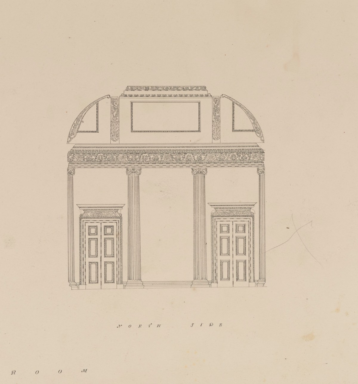 Samuel Ware, Record drawing of State Dining Room, Burlington House, Piccadilly, Westminster, London: south, west and north elevations