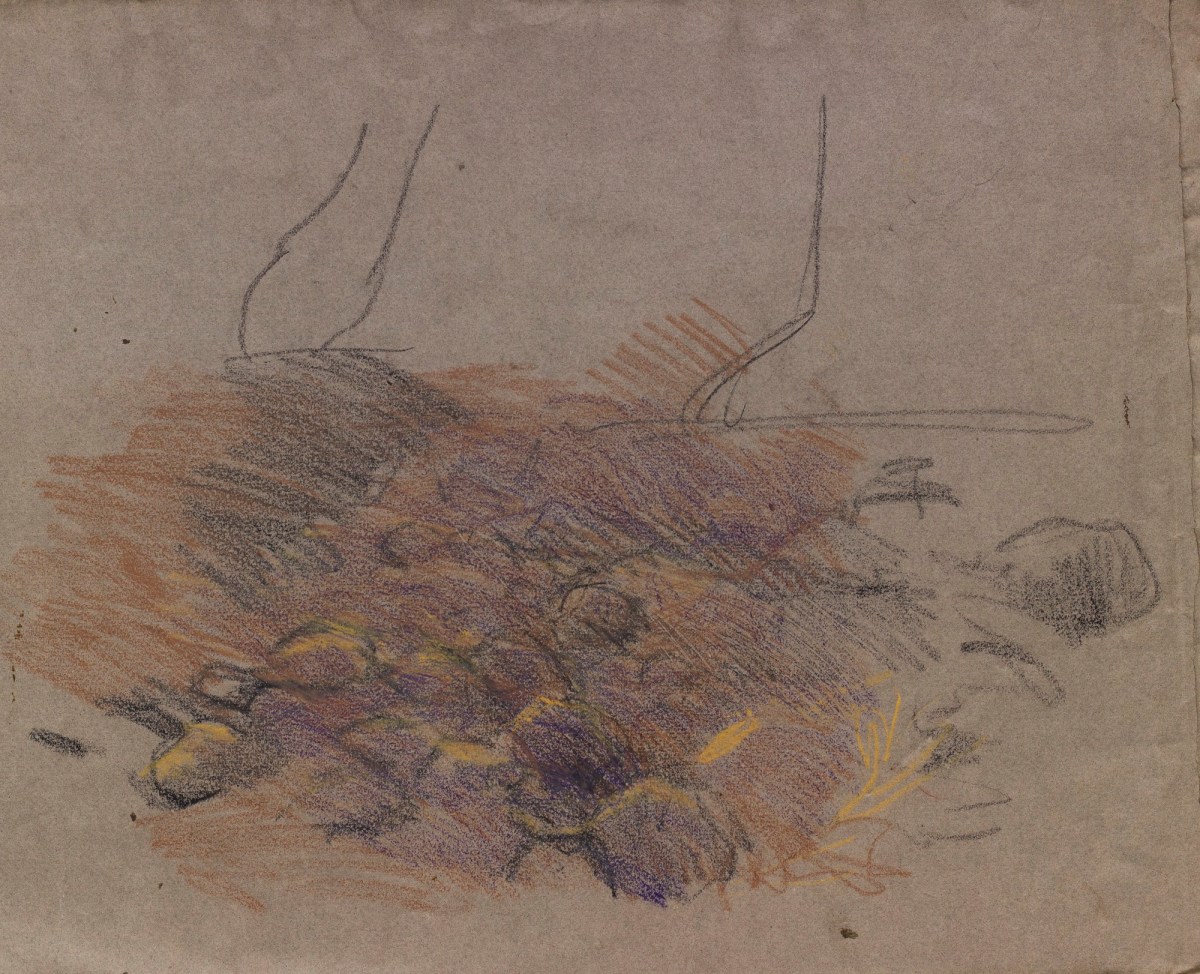 Sir George Clausen RA, Study of earth for 'Allotment Gardens'