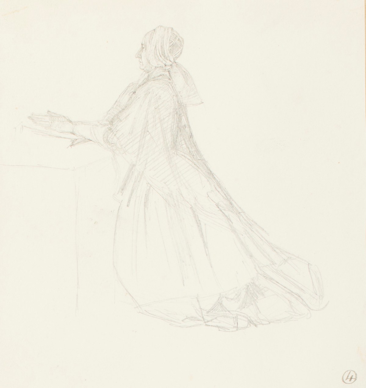 Henry Hugh Armstead RA, Study of a kneeling figure for 'Evening Hymn'