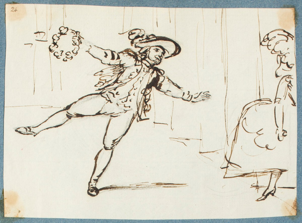 George Dance RA, A man dancing, probably Auguste Vestris