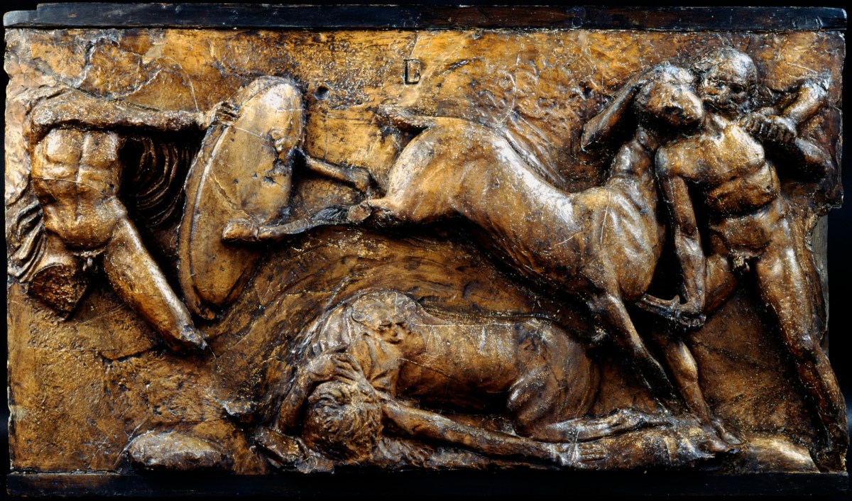 Unidentified sculptor, Lapith stabs a Centaur who bites him.