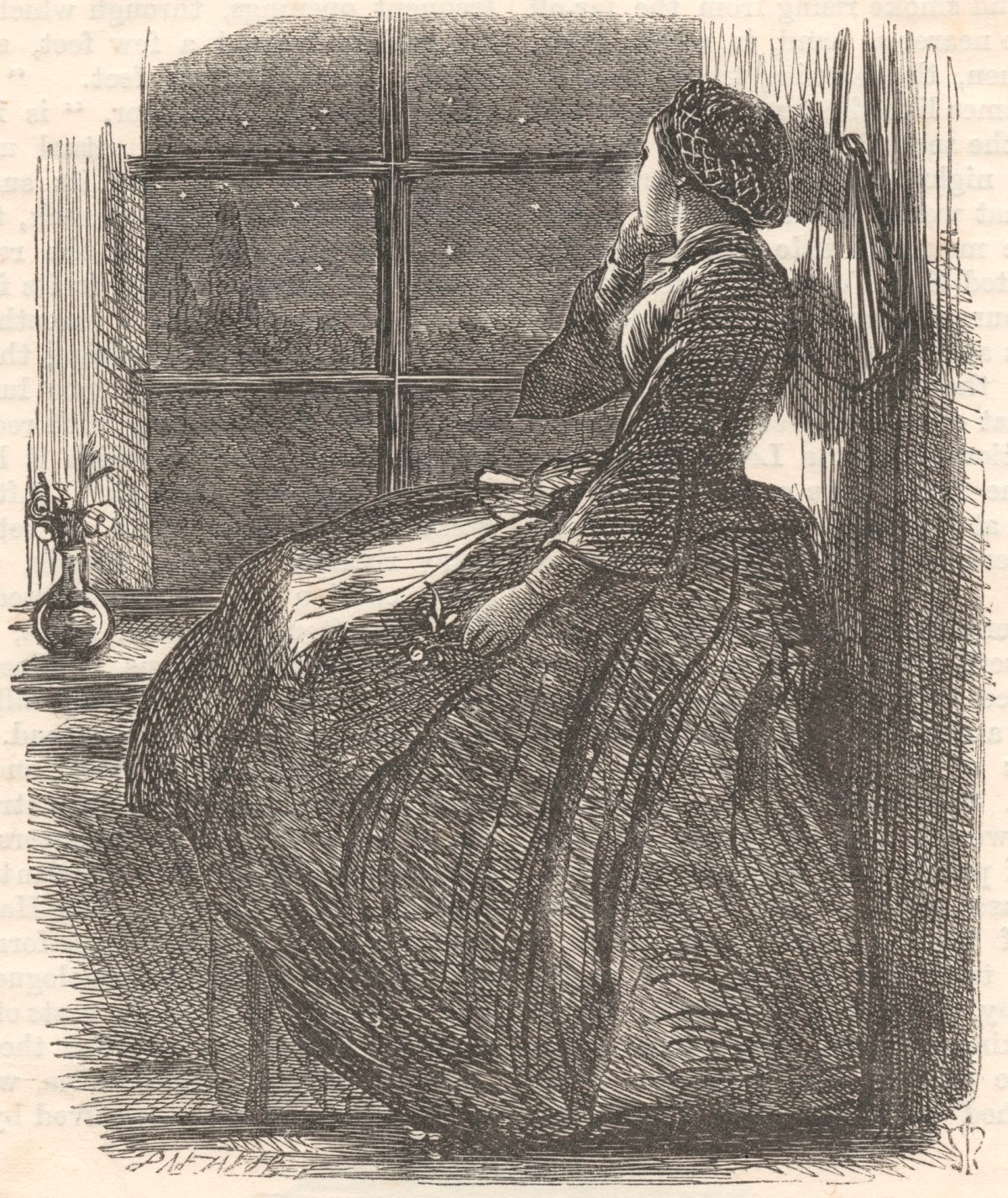 Sir John Everett Millais Bt. PRA, A Lost Love / Wood engraving by the Dalziel Brothers after a design by J.E.Millais. Published in Once a Week December 3rd, 1859, illustrating a poem by R.A.B.