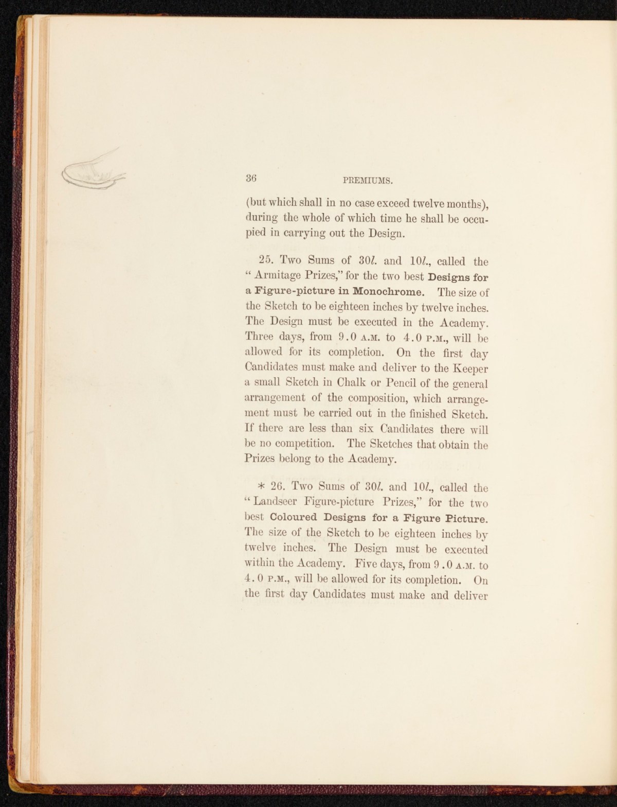 Sir Lawrence Alma-Tadema RA, A copy of the RA Laws as relating to the Schools, annotated and with sketches by Alma-Tadema