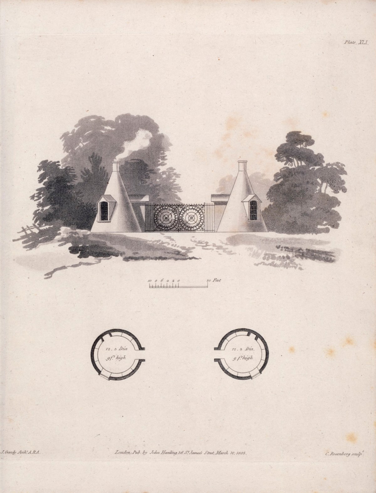 Joseph Michael Gandy ARA, 'Two Cones, as Lodges, to be thatched'
