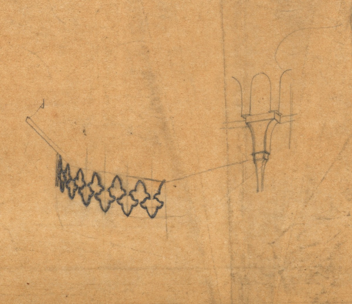 Lord Leighton PRA, Tracing of architectural details relating to 'Interior of the Grand Mosque of Damascus'