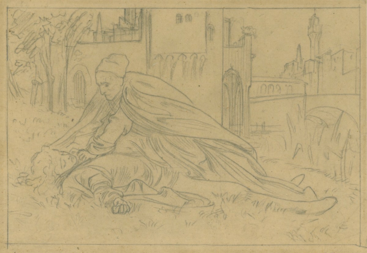Lord Leighton PRA, Tracing for 'Will his Eyes Open?'