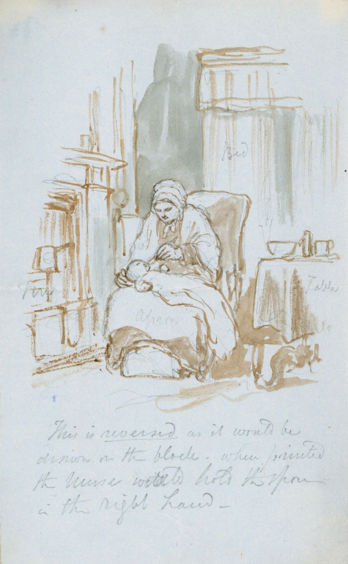 Sir John Gilbert RA, Woman and child seated in an interior