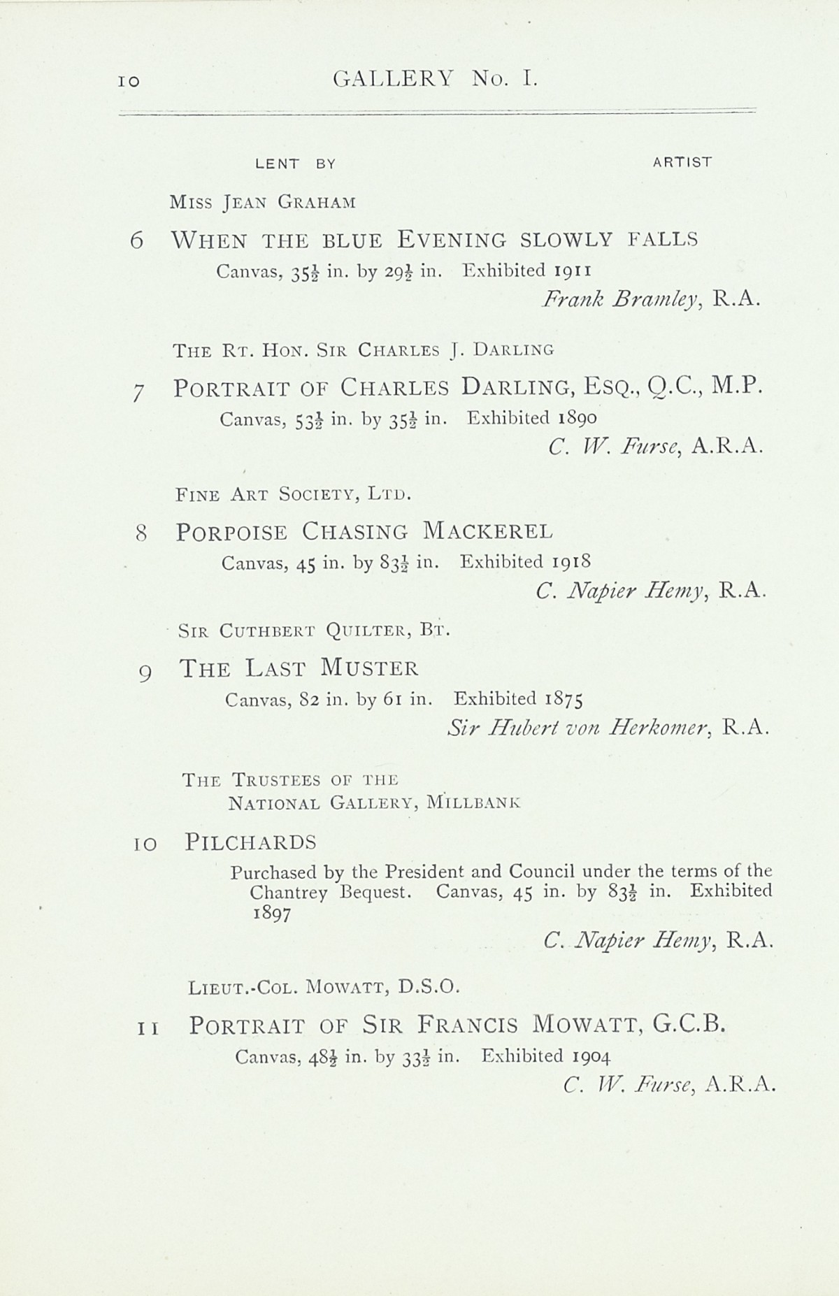 Page 12 of 1922 - Exhibition of Works by recently deceased Members of the Royal Academy