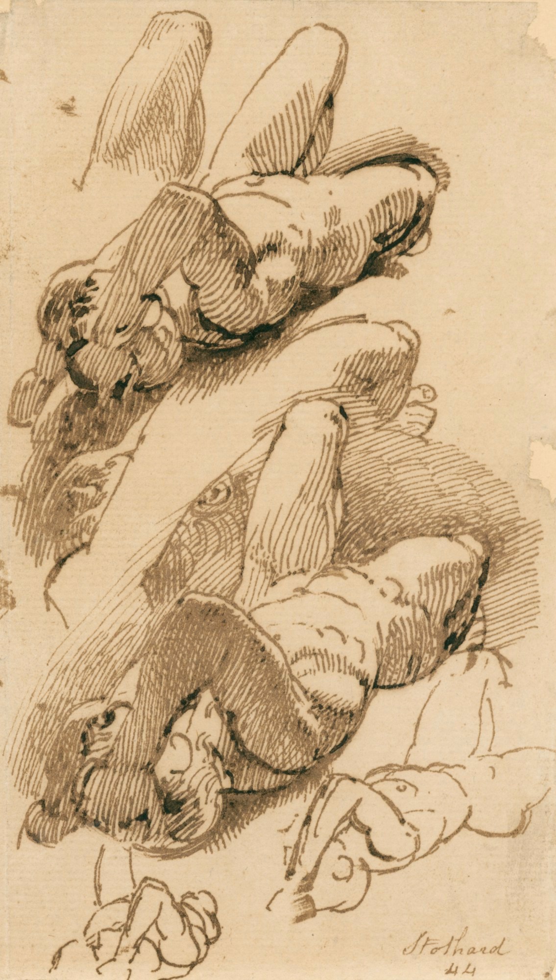 Thomas Stothard RA, Sketches of a reclining male nude