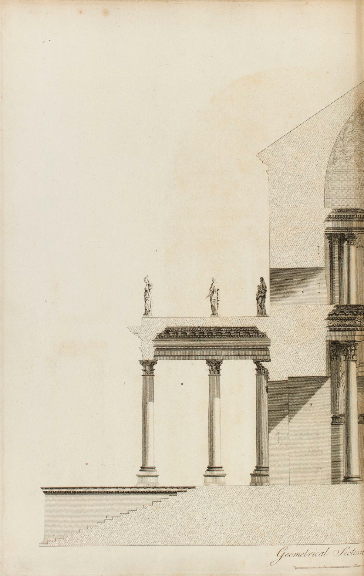Charles-Louis Clérisseau, Section of the Temple of Jupiter