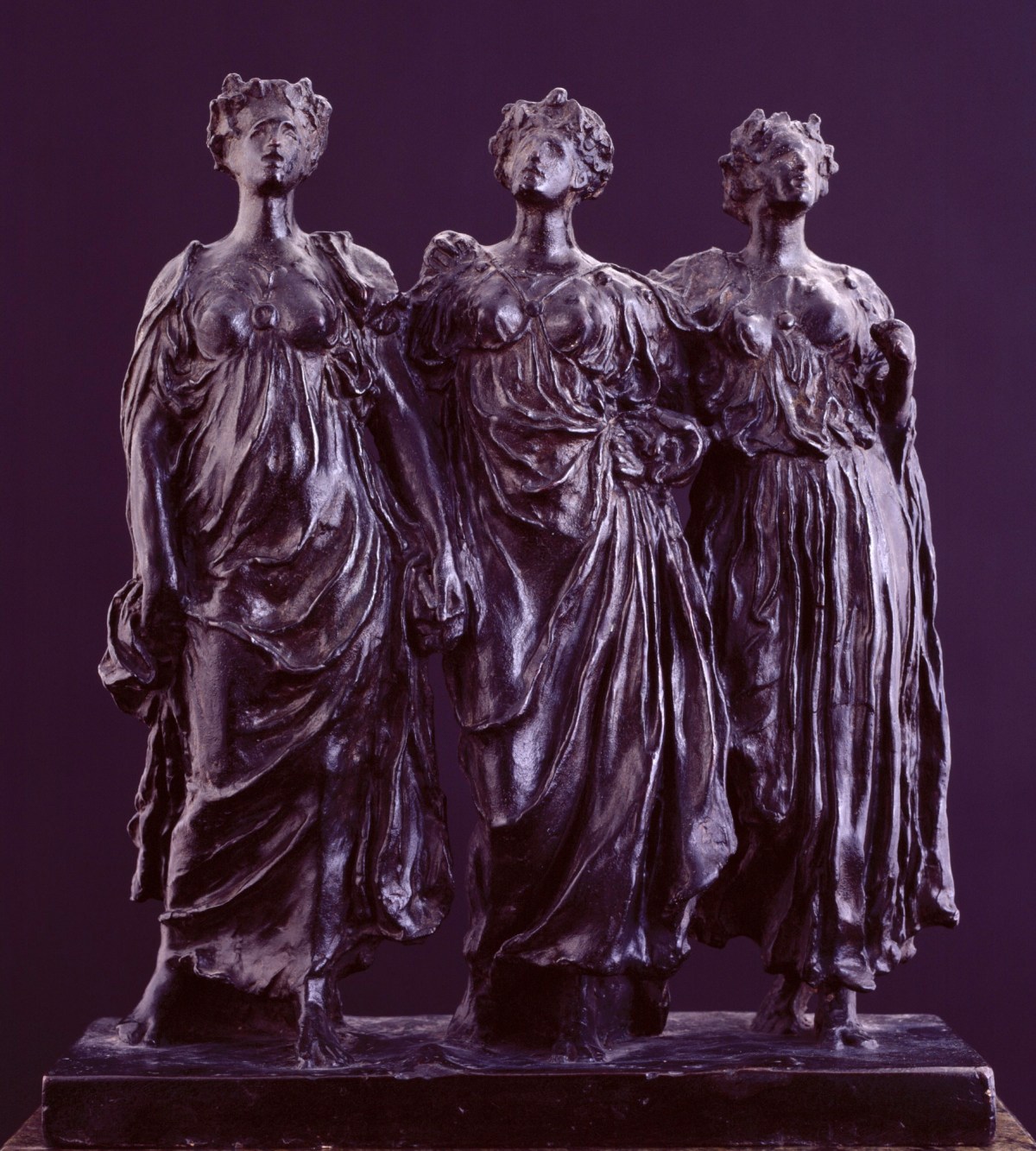 Lord Leighton PRA, Sketch model for a group of three figures in 'The Daphnephoria'