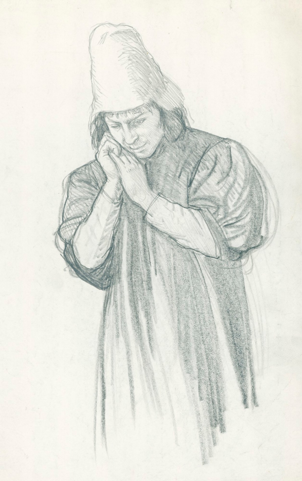 Sir George Clausen RA, Study of a male figure in costume for 'The English People...'