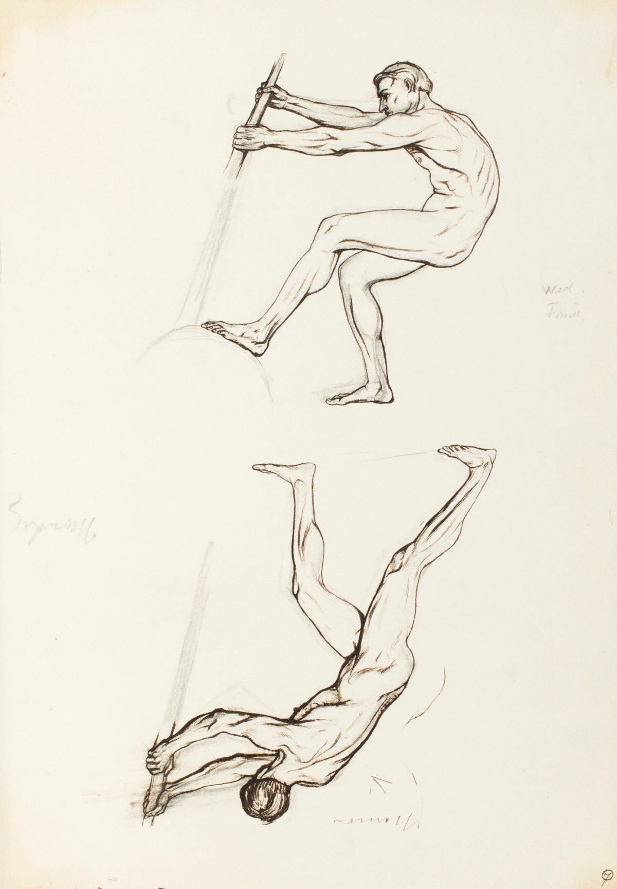 Henry Hugh Armstead RA, Two male figures, for the Albert Hall frieze