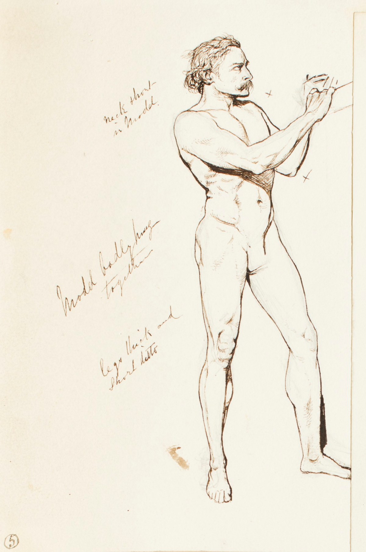 Henry Hugh Armstead RA, Nude study of a standing male figure, for the 'History of the Shirleys' reliefs