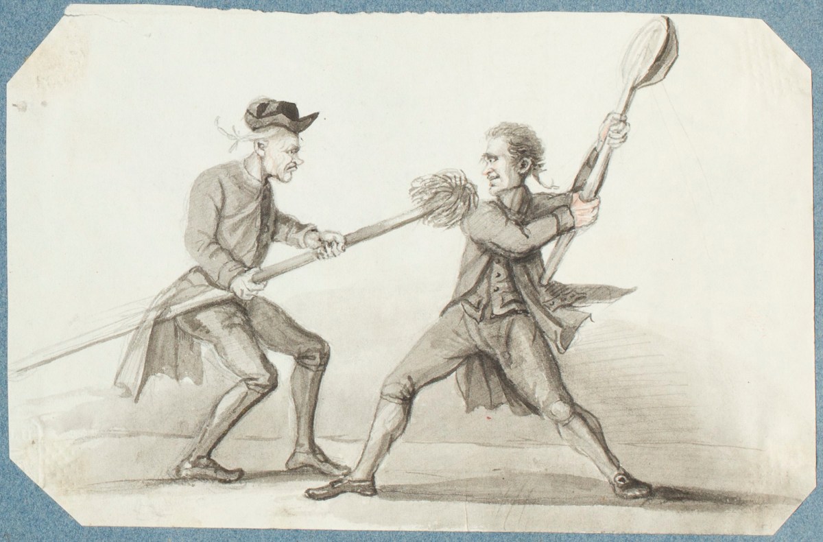 William Daniell RA, Two men fighting with a brush and a spade