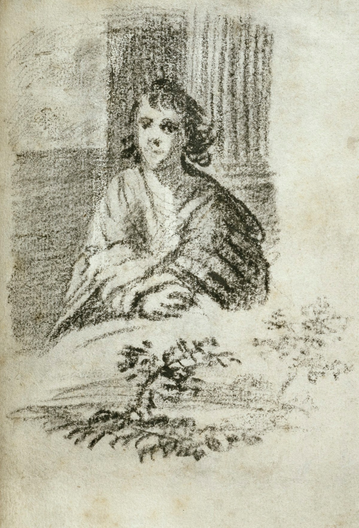 Benjamin West PRA, Leaf from a sketchbook with a drawing of a figure and a landscape