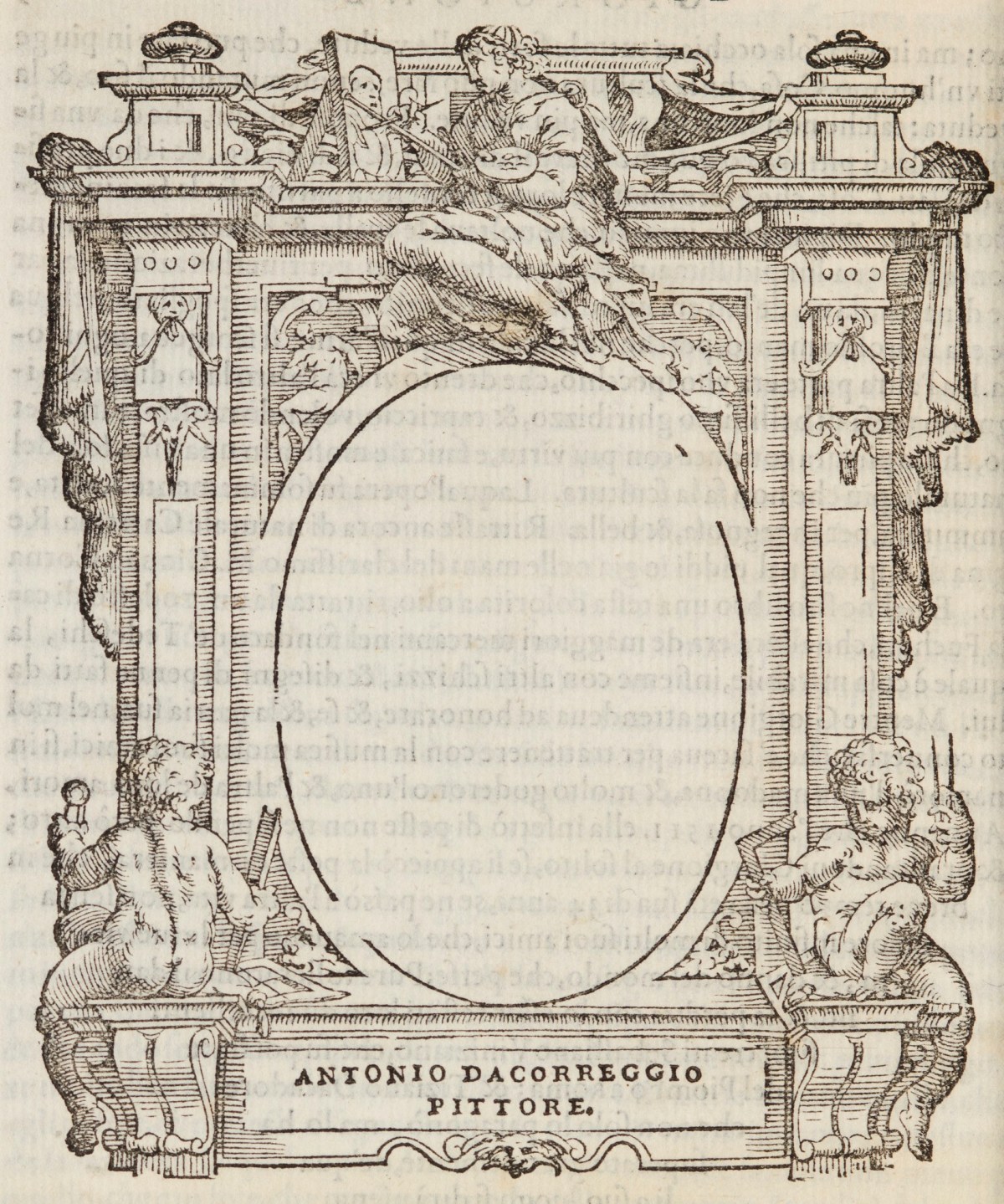 Giorgio Vasari, Decorative frame for portrait of Correggio